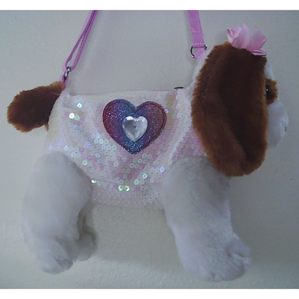 Poochie & Co. Girls' Plush Puppy-shaped shoulder purse 12X3X10